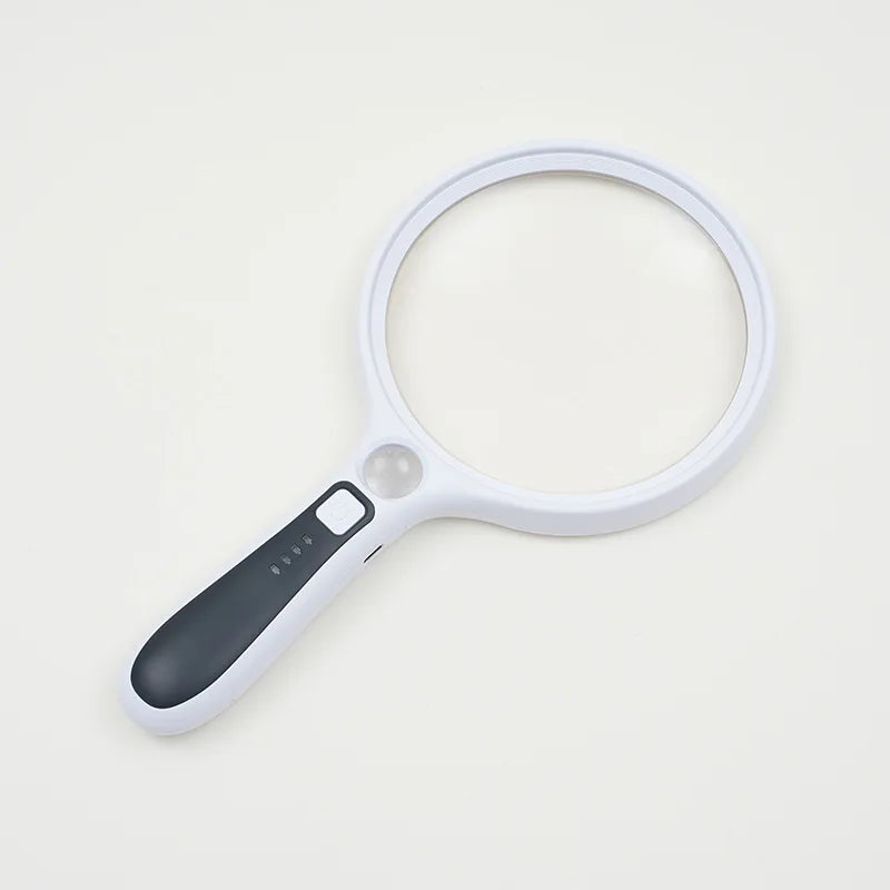 Handheld Magnifier Led-Lit 10X 130Mm Large Mirror Reading, Repair, and Charging Magnifier for The Elderly Peaceful Pleasures Health and Wellness