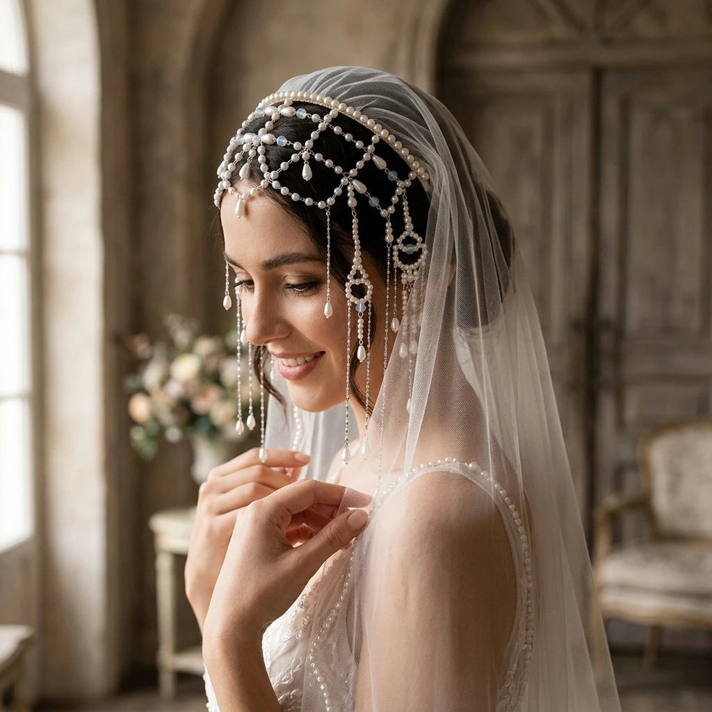 Imitation Pearl Headband Hair Accessory With Detachable Tassels For Wedding And Formal Events Peaceful Pleasures Health and Wellness