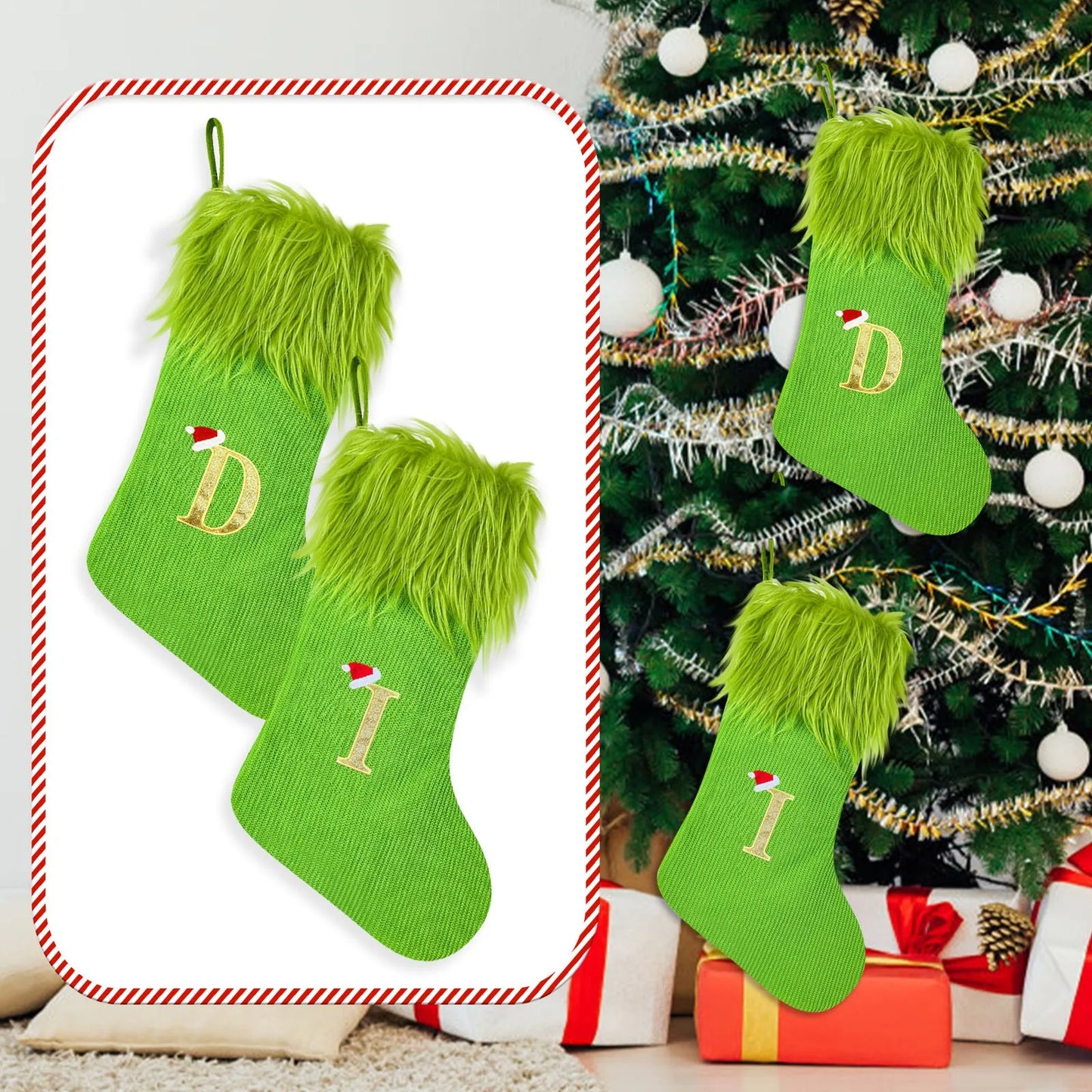 Large Knitted Christmas Stocking – Alphabet Letter Holiday Decor