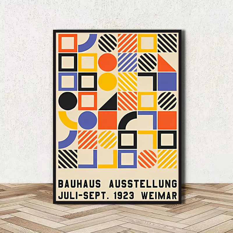 Abstract BAUHAUS art poster, line geometric pattern canvas art painting used for room wall and living room decoration, framel Peaceful Pleasures Health and Wellness DD08-12 50x70cm