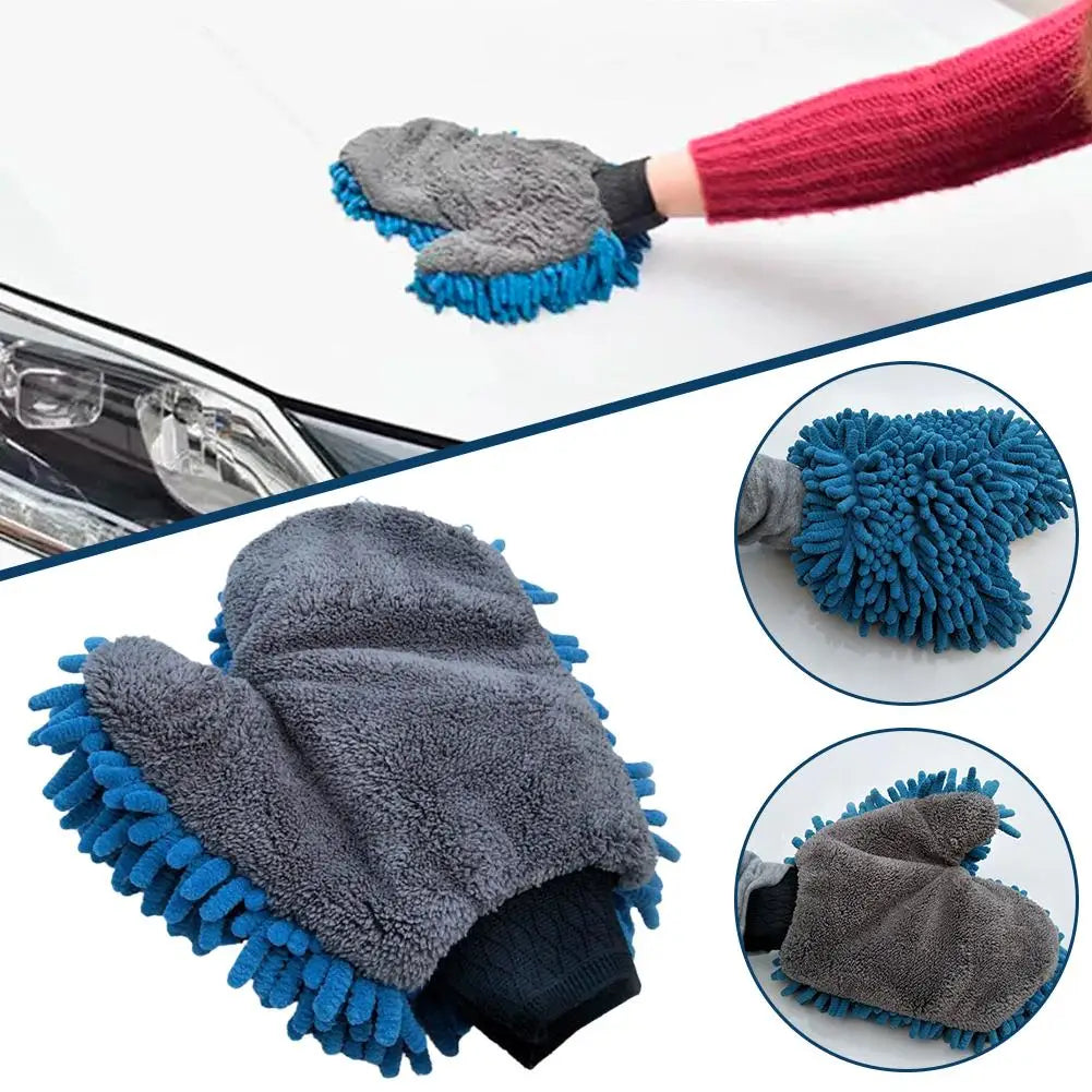Double-Sided Chenille Microfiber Car Wash Mitt Glove 1-2 Pcs