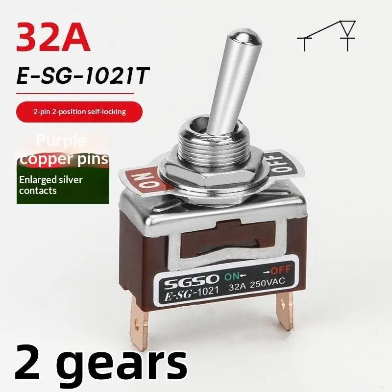 32A 250VAC Rocker Toggle Switch 2/3/4/6 Pin | Brass Screw