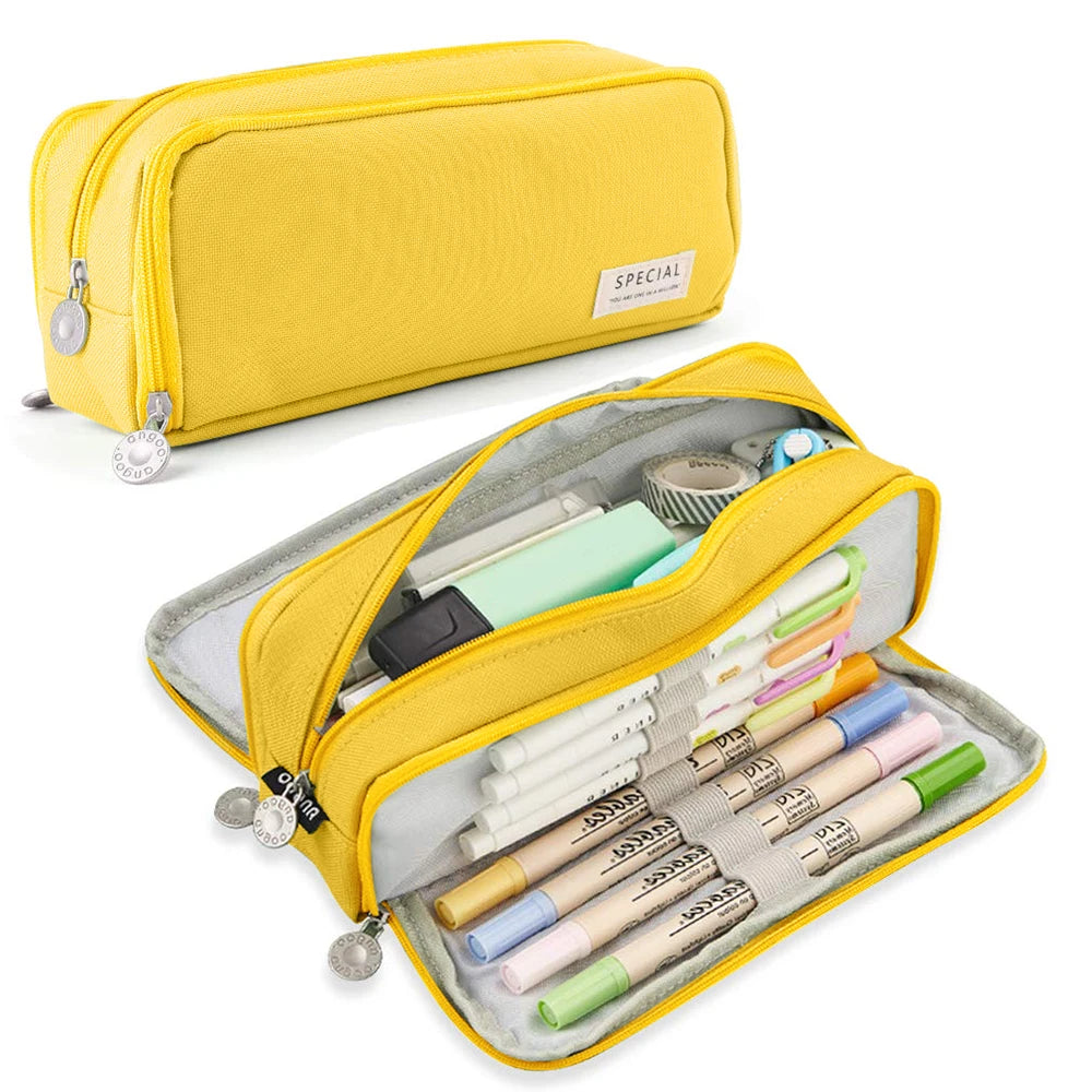Large 3-Compartment Pencil Case | School & Office Pen Organizer