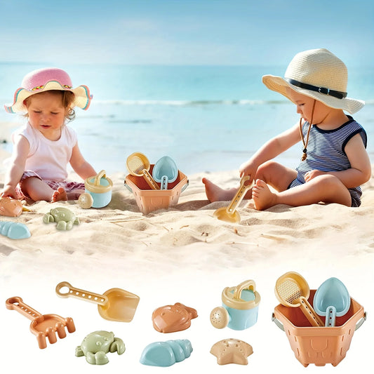 10-Piece Beach Sand Toys Set | Buckets, Shovels & Molds Beach Sand Toy Set Peaceful Pleasures Health and Wellness