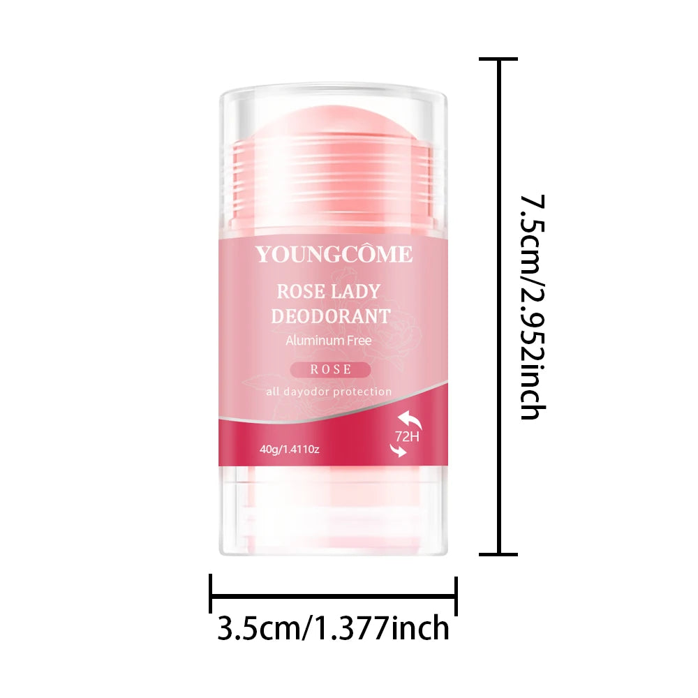 Women Deodorant Stick Rose Lady Deodorant Solid Underarm Sweat & Odor Control All Day Fresh Travel Protection 40g Peaceful Pleasures Health and Wellness