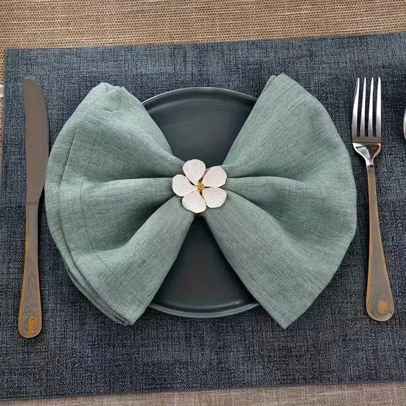 White Plumeria Floral Napkin Rings | Elegant Table Decor