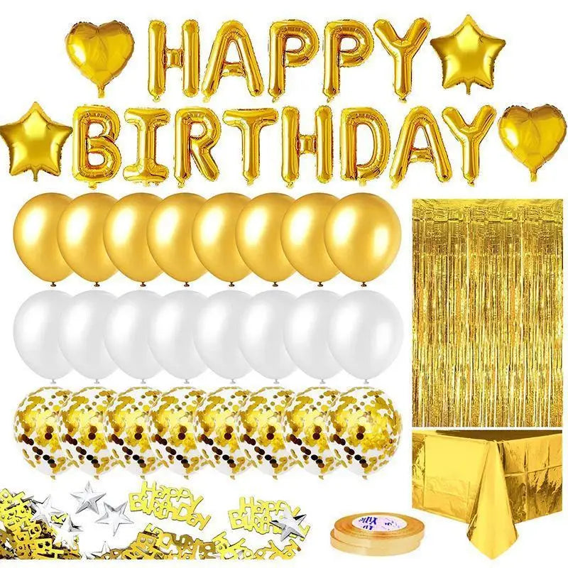 Rose Gold Glitter Birthday Decoration Balloon Rain Silk Tablecloth