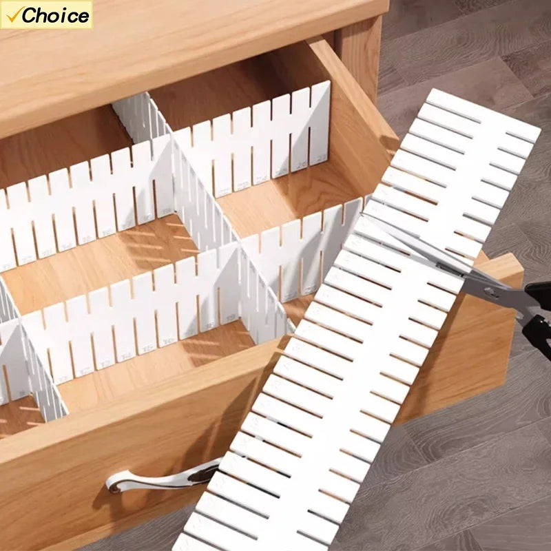 4/8 Pieces Adjustable Drawer Divider Partition Durable Storage Cosmetic Socks Underwear Drawer Clothes Organizer Cabinets Peaceful Pleasures Health and Wellness