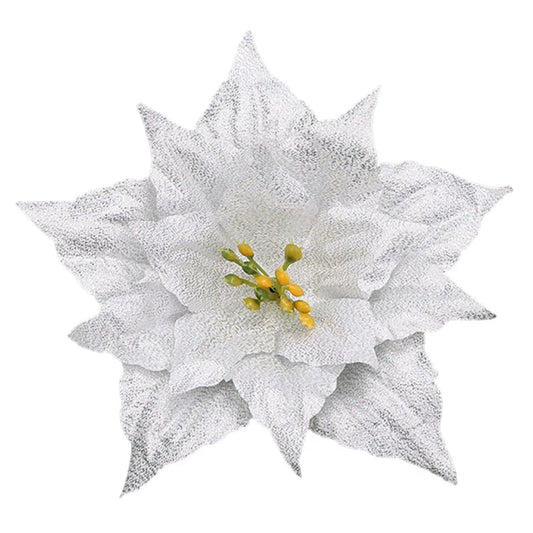 Glitter Poinsettia Christmas Flower Decoration 20cm | 10 Colors Christmas Tree Ornament Oasis Select