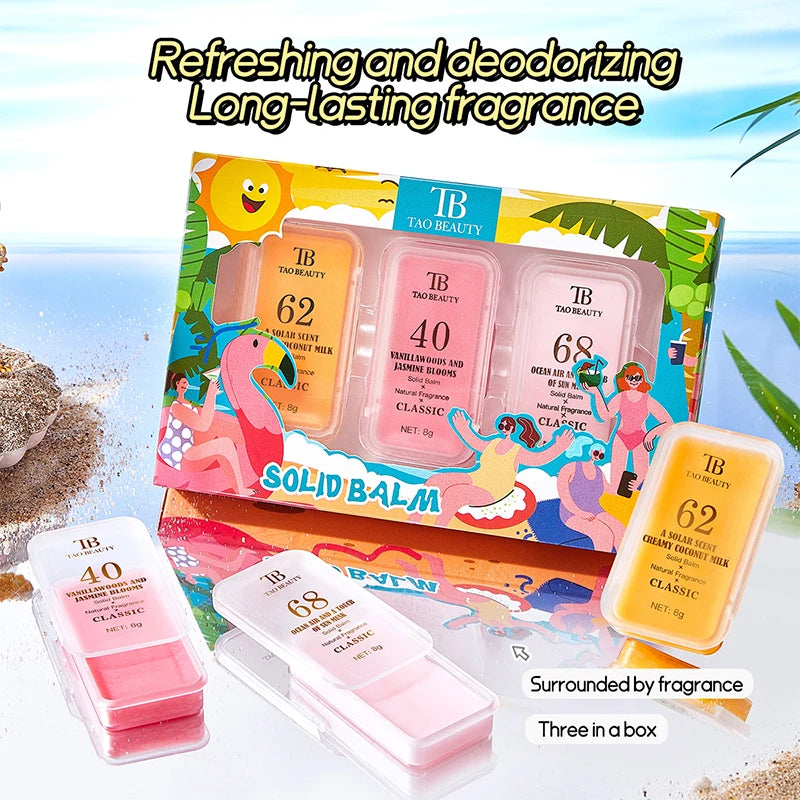 3-Pack Alcohol-Free Solid Fragrance Balm | Unisex Floral Scent