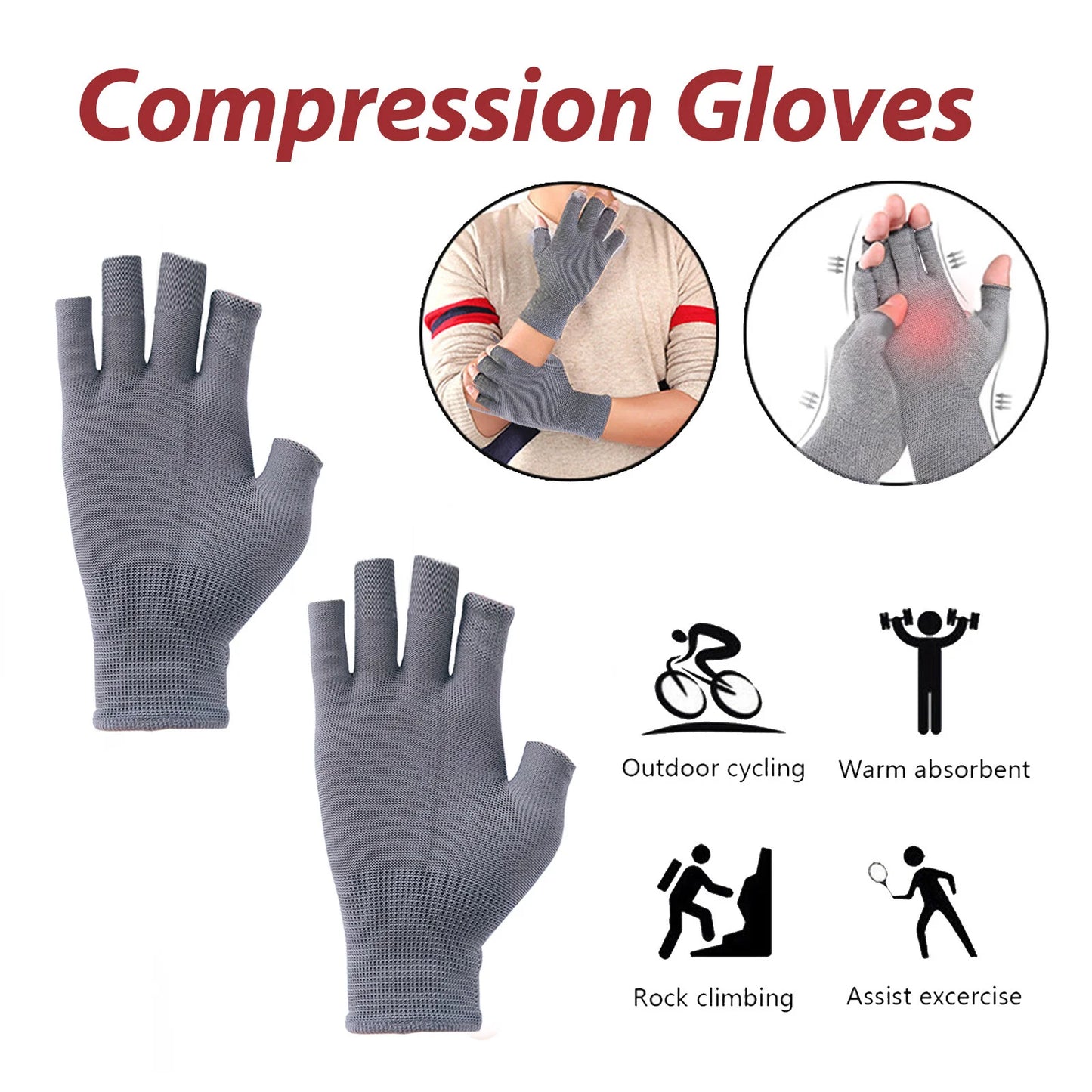 Half Finger Arthritis Compression Gloves – Pain & Joint Relief