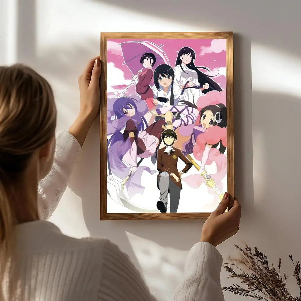 Anime T-The World God Only Knows Poster HD Self Adhesive Waterproof Wall Art Ideal for Home Office Dorm Bedroom Great Gift Peaceful Pleasures Health and Wellness White8 21X30cmNoframe