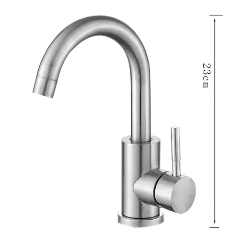 304 Stainless Steel Basin Faucet | 360° Swivel Single Lever Tap