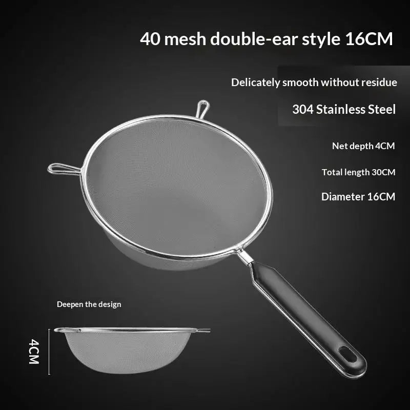 SUS 304 Fine Mesh Kitchen Strainer Set | Non-Slip Handle, 3 Sizes Fine Mesh Strainer Set Peaceful Pleasures Health and Wellness G