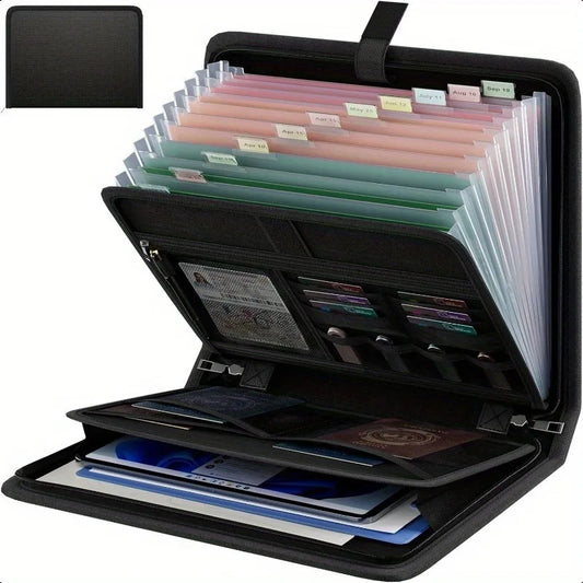 26-Compartment Waterproof Zipper Document Organizer + Labels Document File Organizer Peaceful Pleasures Health and Wellness