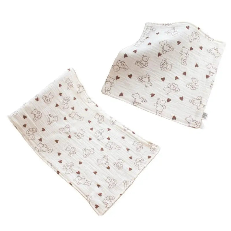 6-Layer Cotton Baby Nursing Towels | Soft Cartoon Face Cloths 2-Pack