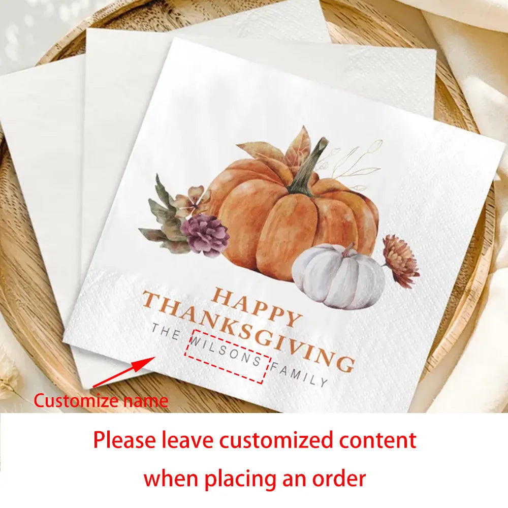 Custom Thanksgiving Napkins 40-Pack | Personalized Fall Decor
