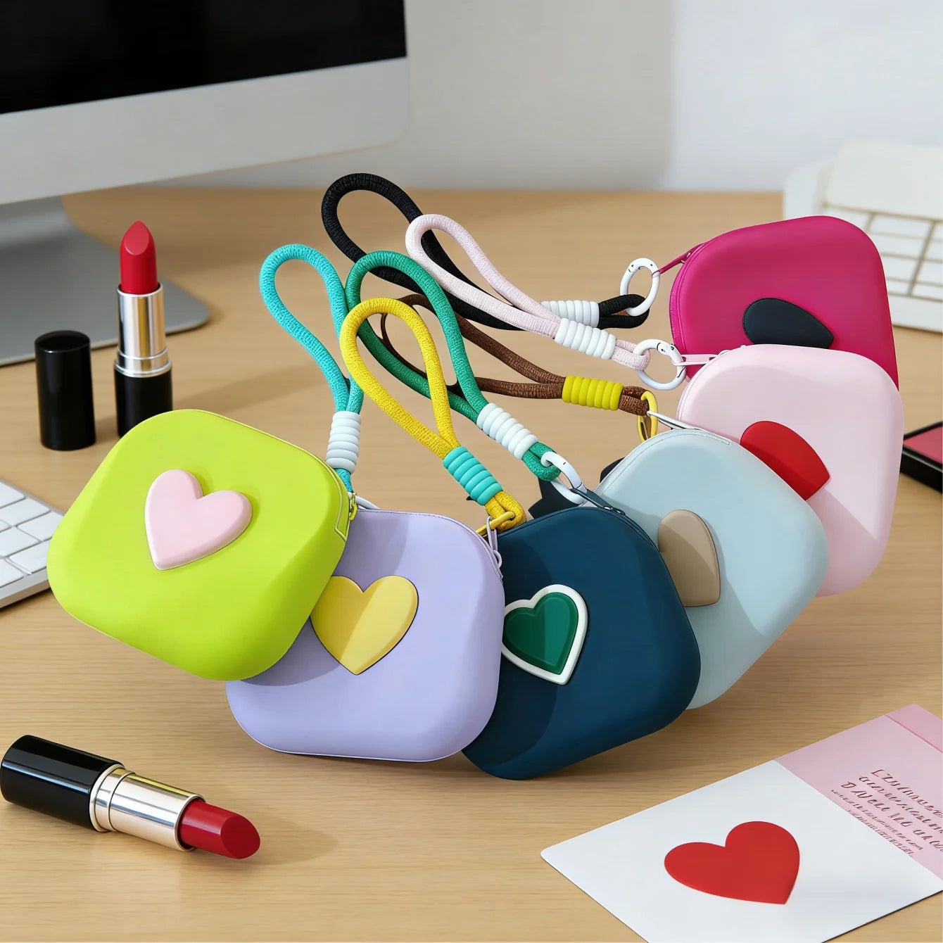 Heart Shaped Portable Silicone Makeup Bag for Women, Travel Waterproof Cosmetic Bag Gifts Zipper Closure Makeup Case with Handle Peaceful Pleasures Health and Wellness