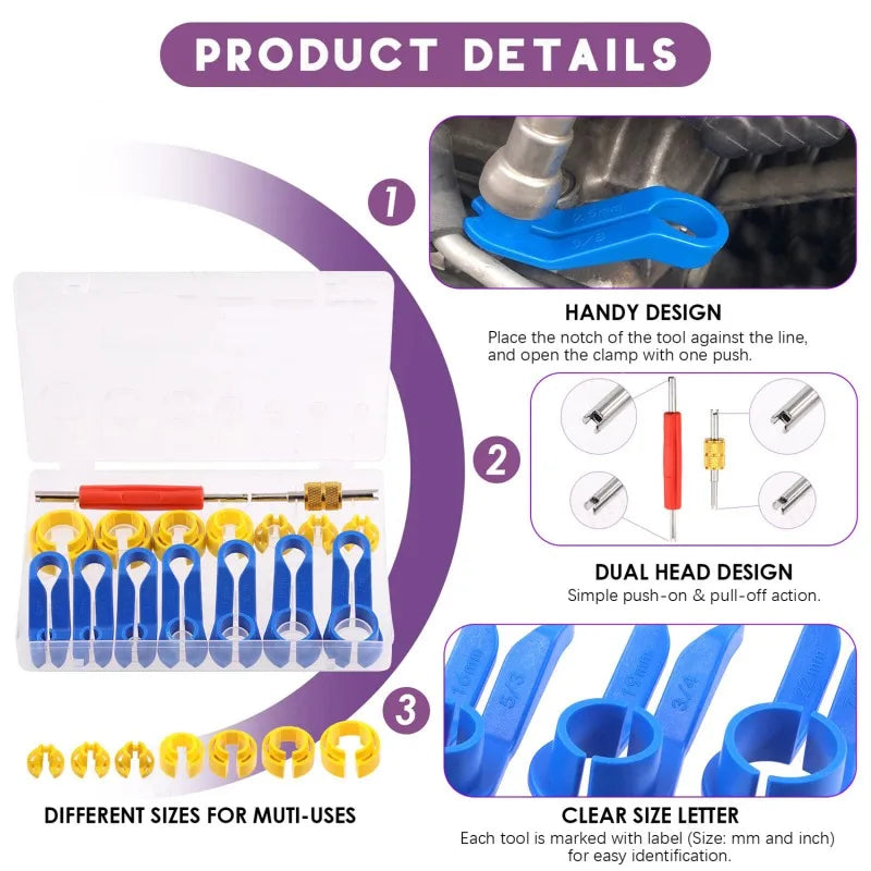 7/16Pc Car Fuel Line Disconnect Tool Set | AC & Oil Cooler