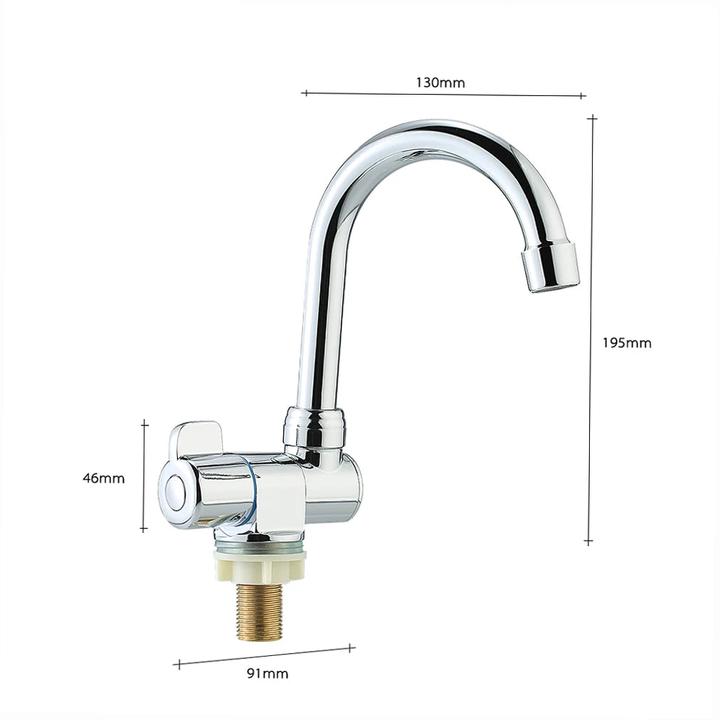 Rotating RV Faucet | Brass Chrome Deck/Wall Mount Camper Tap