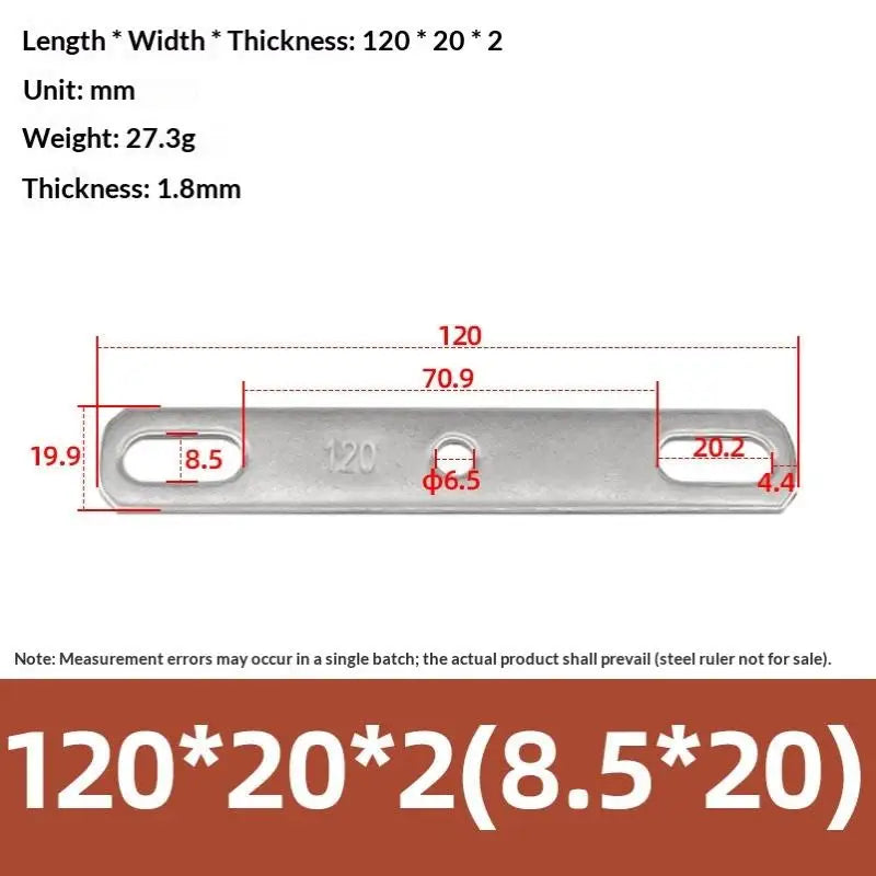 Double Hole Metal Straight Plate 304 Stainless Steel Thickened Flat Gasket With Holes Blocking Plate Bolt Accessories Peaceful Pleasures Health and Wellness 120x20x2cm B