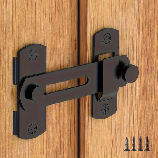 Black Door Buckle, Stainless Steel Bolt Iron Cage Bolt Lock Modern and Simple Pet Cage Door Barn Sliding Door Locked Door Buckle Peaceful Pleasures Health and Wellness