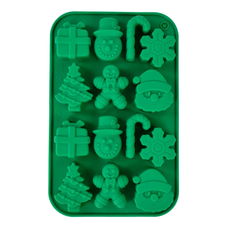 Christmas Themed Silicone Chocolate Mold Handmade Candy Mold DIY Silicone Soft Mold Christmas Silicone Chocolate Mold Practical Peaceful Pleasures Health and Wellness green