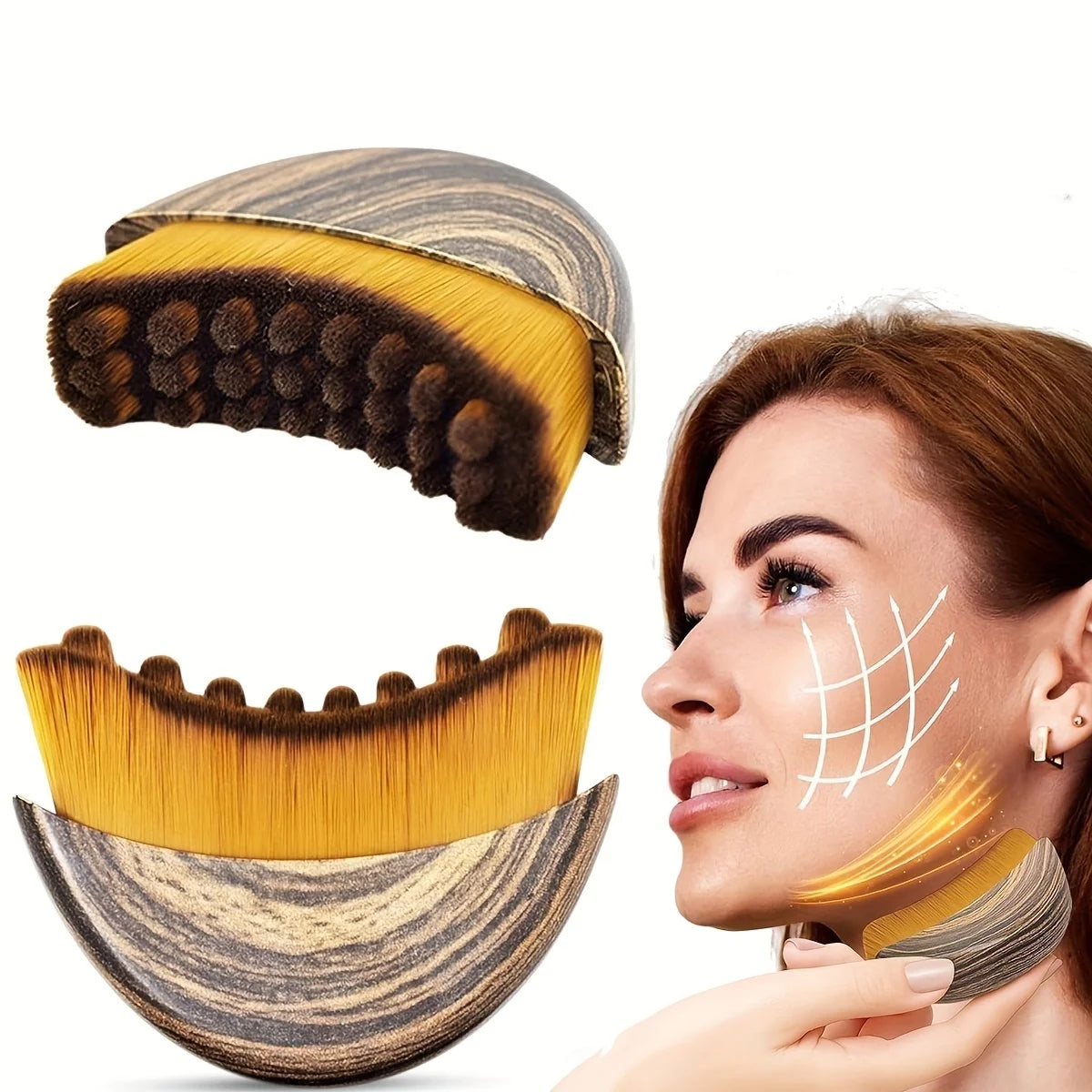 1/3 Pack Lymphatic Contour Facial Brush, Gua Sha Eye and Neck Care Brush, Lymphatic Contour Brush, Crescent Brush, Facial Brush, Massage Care Brush, Cleansing Brush Peaceful Pleasures Health and Wellness 1Pcs