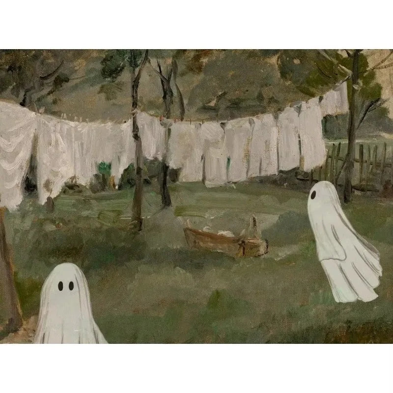 Halloween Ghost Fall Canvas Wall Art | Rustic Farmhouse Decor Canvas Wall Art Peaceful Pleasures Health and Wellness