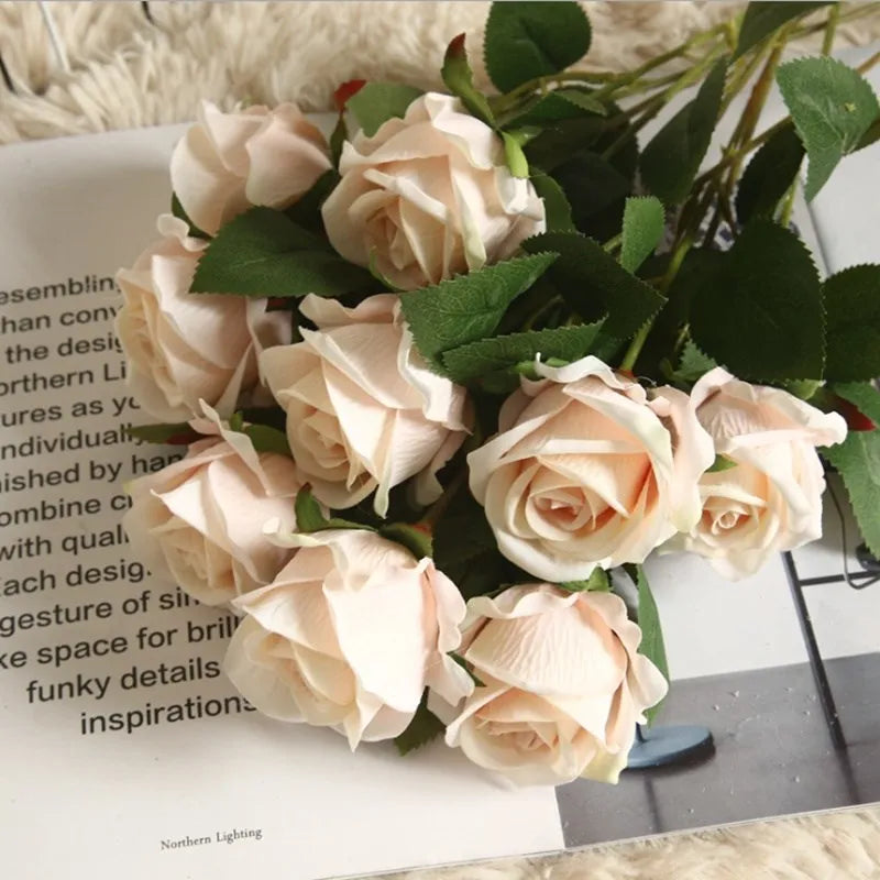 Silk Rose Artificial Flowers 6/8pcs – Wedding & Home Décor