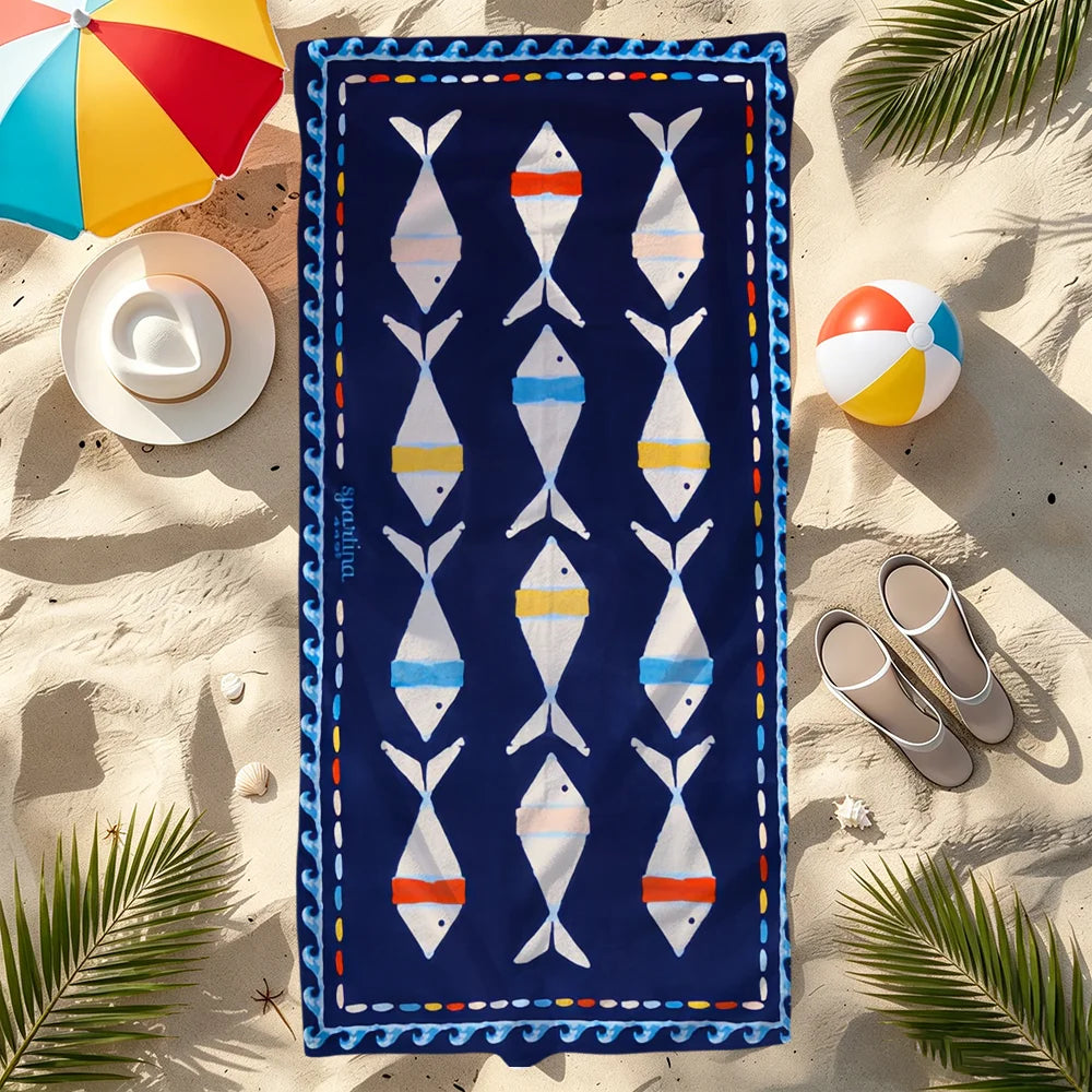 Cute Cartoon Seafood Beach Towel – Quick Dry Soft Pool Towel Quick Dry Beach Towel Peaceful Pleasures Health and Wellness