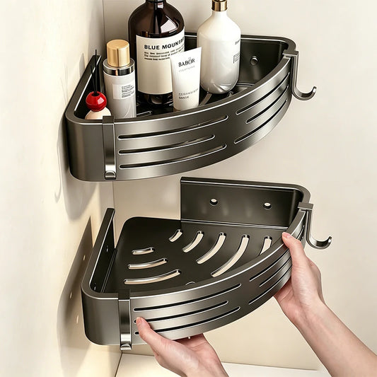No-Drill Stick-On Bathroom Corner Shelf Organizer Rack Bathroom Corner Shelf Peaceful Pleasures Health and Wellness