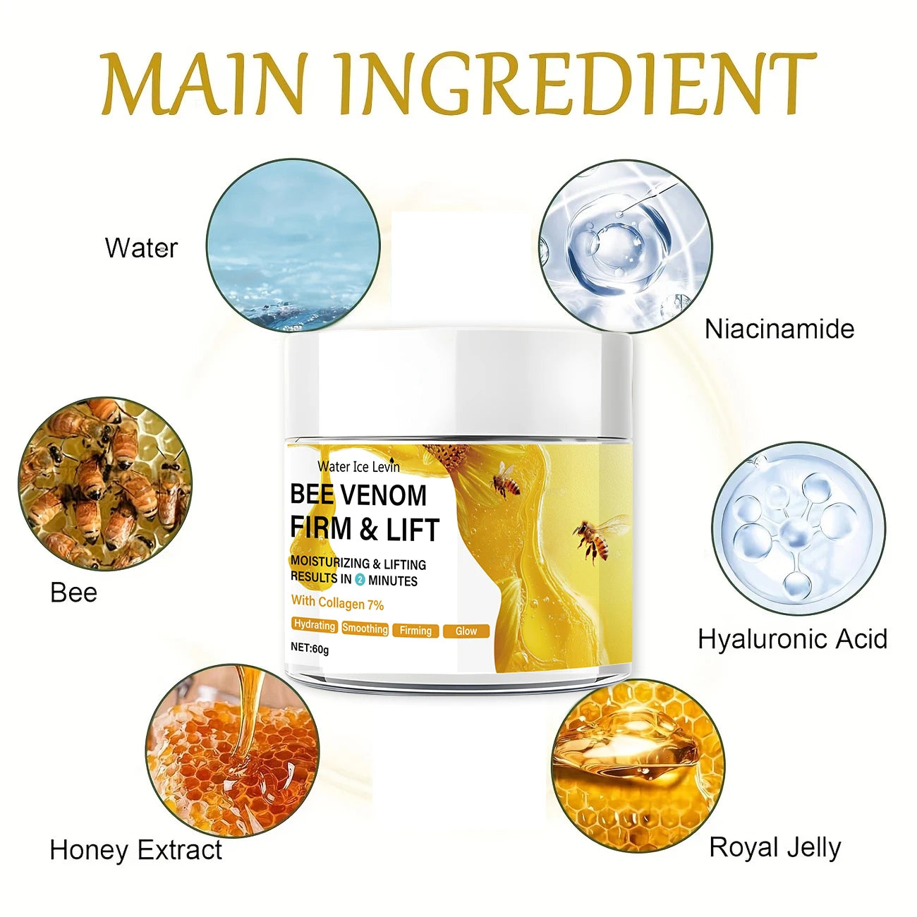 Bee Venom Instant Face Lifting Cream 60g – All Skin Types Face Lifting Cream Peaceful Pleasures Health and Wellness