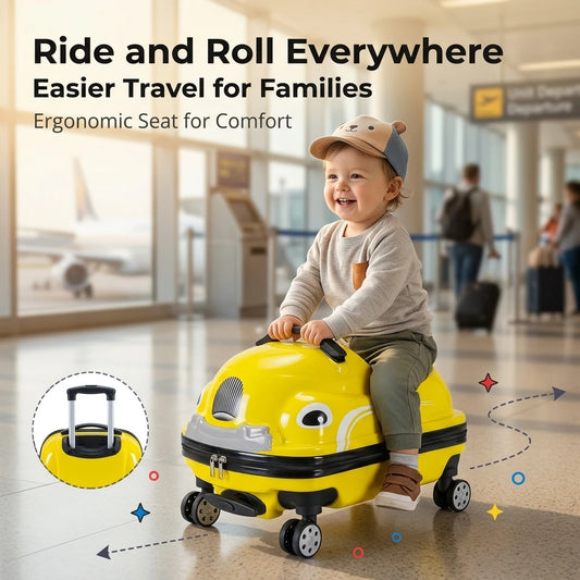Cartoon Car Children's Pull-On Luggage Suitcase Kindergarten Travel Bag Child Ride-On Twister Cart Peaceful Pleasures Health and Wellness