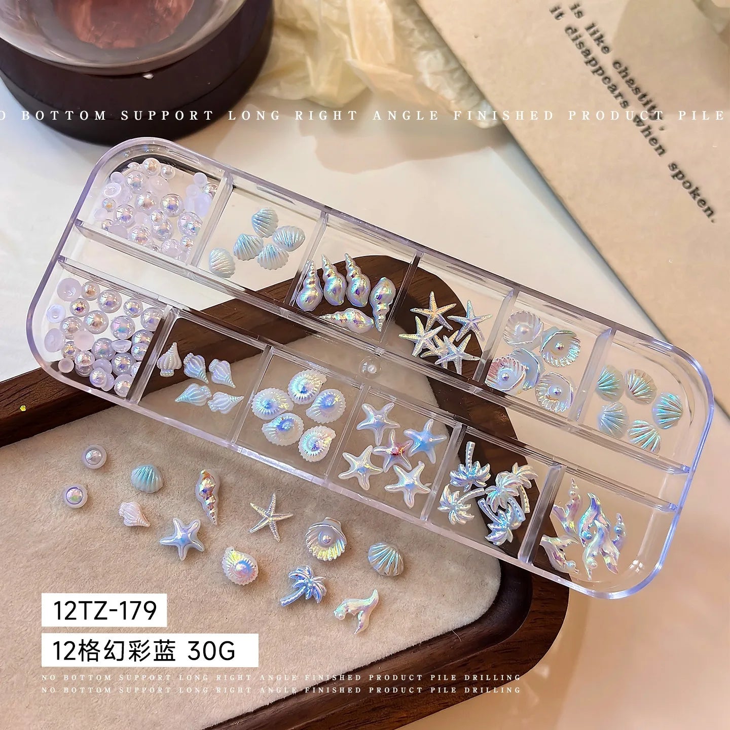 Ocean Aurora Shell Nail Charms | 3D Resin Starfish & Conch DIY Set