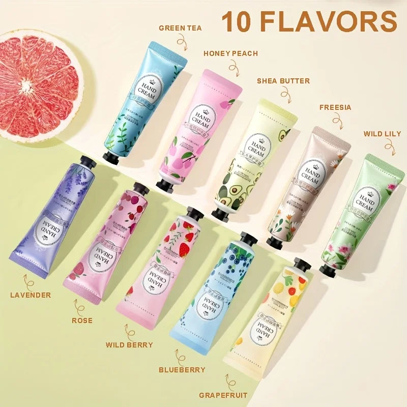 10-Piece Fruit & Floral Hand Cream Set | 10 Scents, Moisturizing