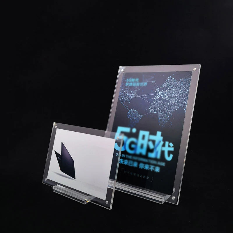 Acrylic Desktop Display Frame Transparent Photo Poster Stand Postcard