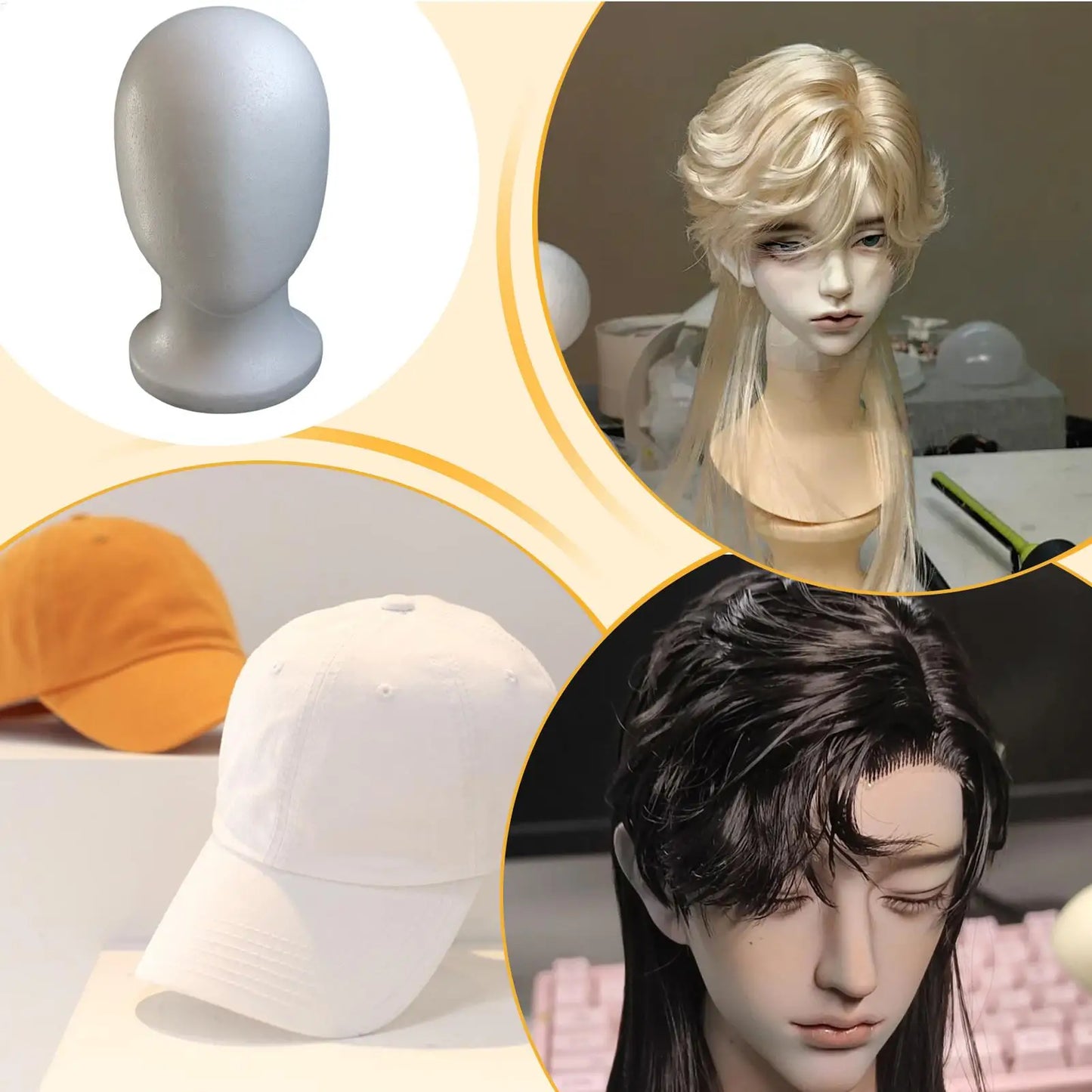 Foam Mannequin Head for Wigs, Hats & Hair Styling Display