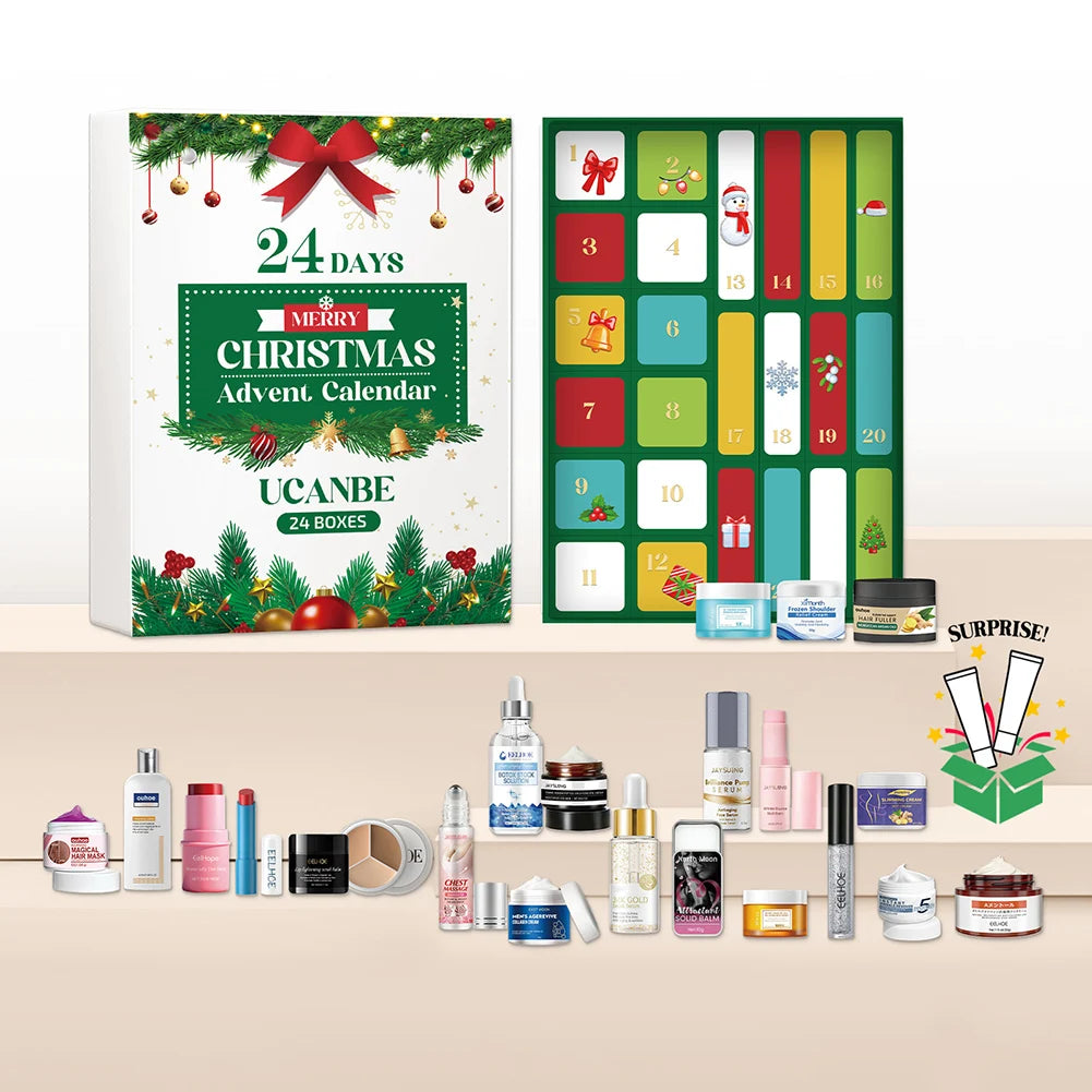 24-Day Christmas Beauty Advent Calendar – Skincare & Makeup Set Beauty Advent Calendar Peaceful Pleasures Health and Wellness