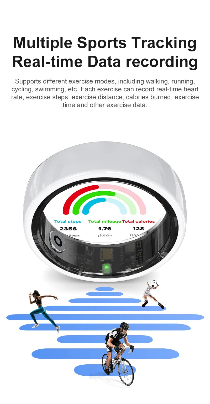 R12 Smart Ring with Charging Case Women Men Gesture Control Heart Rate Sleep Monitor SmartRing 5ATM Waterproof For Android IOS Peaceful Pleasures Health and Wellness