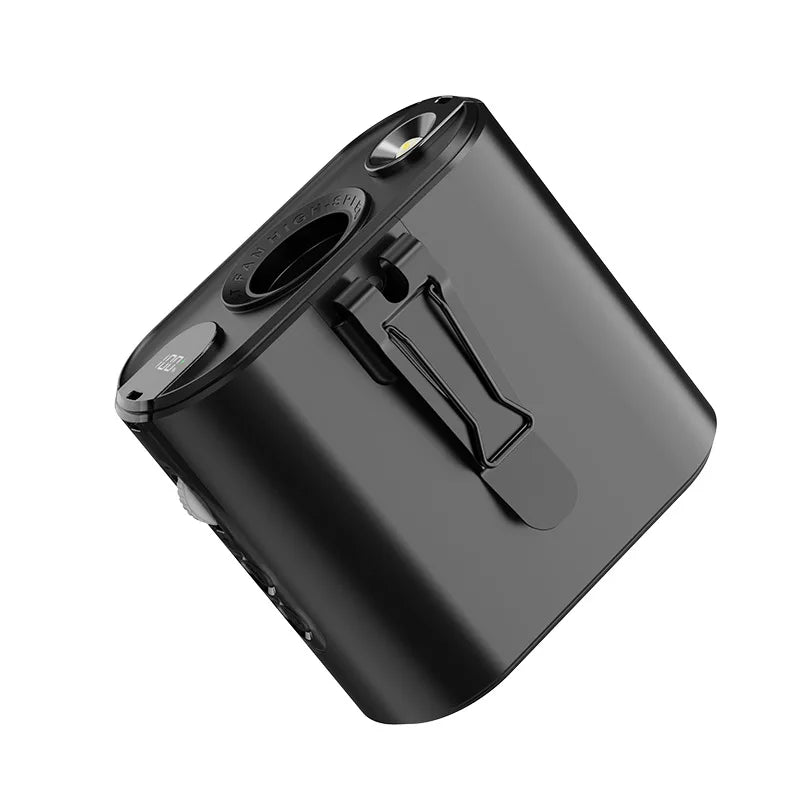 High Speed Waist Fan With USB Cable Long Endurance Battery With Work Light For Outdoor Power Bank Neck Wearing Fast Airflow Peaceful Pleasures Health and Wellness Black