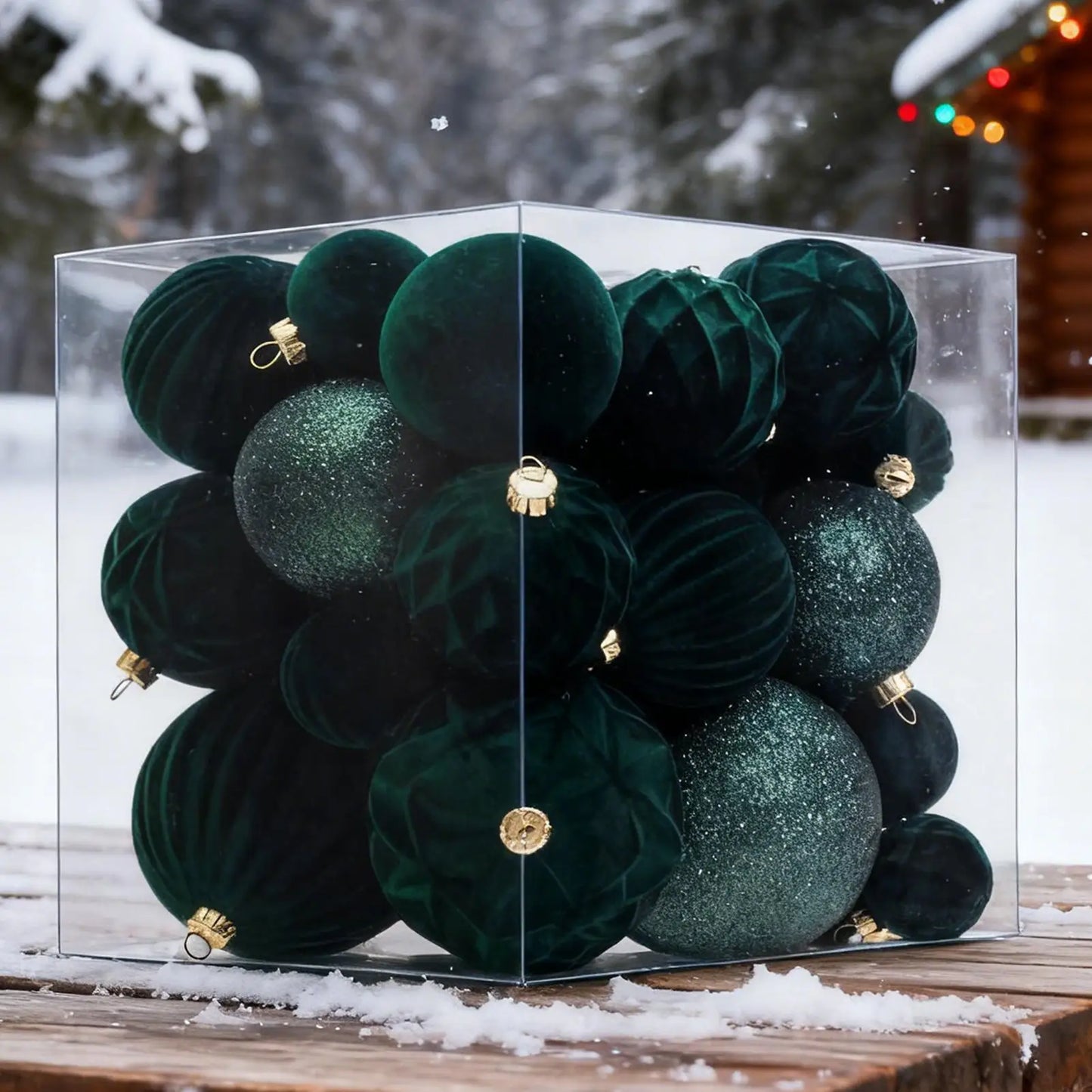 36-Piece Velvet Shatterproof Christmas Ball Ornaments Set