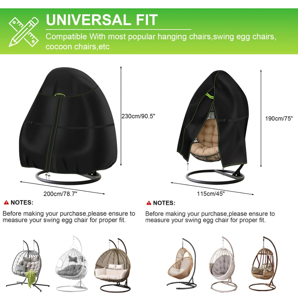 Waterproof Egg Chair Cover | UV & Windproof with Zipper