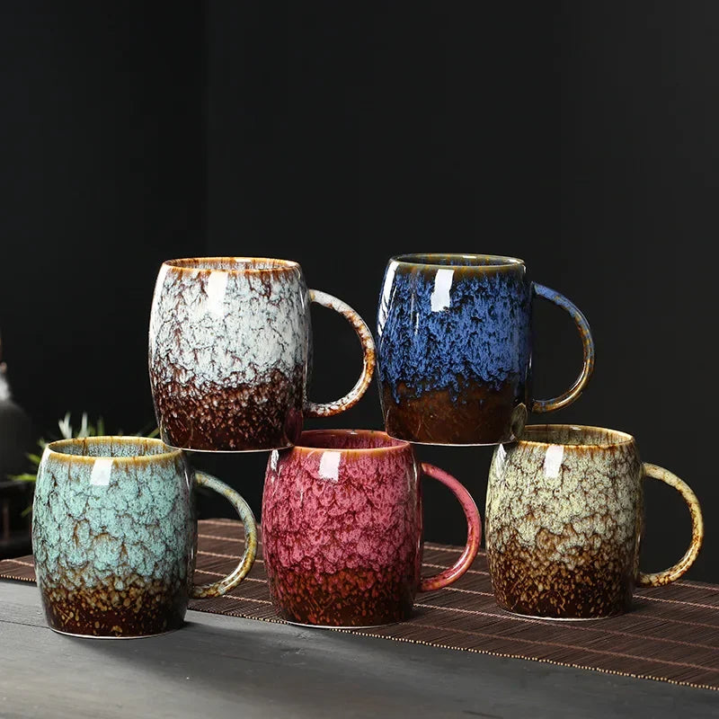 Creative and Personalized Mug Large Capacity Simple Ceramic Men's and Women's Couple Japanese Style Coffee Cup Peaceful Pleasures Health and Wellness