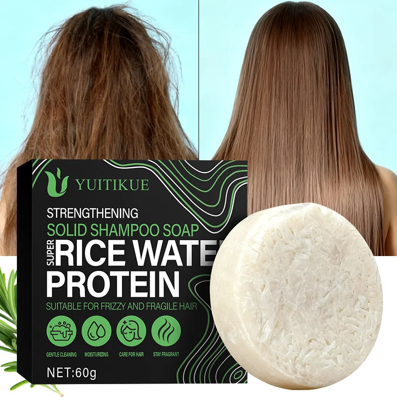 YUITIKUE Rice Protein Shampoo Bar | Frizzy & Fragile Hair 60g Solid Shampoo Bar Peaceful Pleasures Health and Wellness