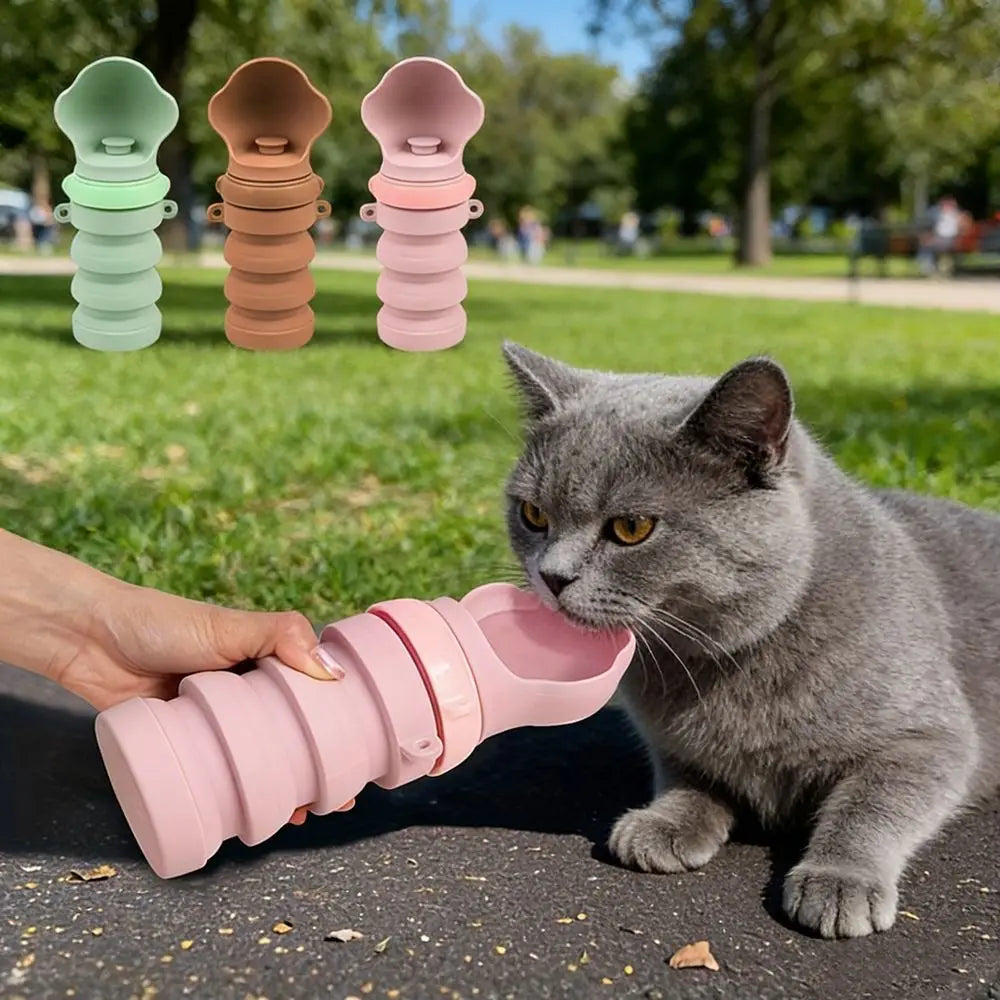 Silicone Collapsible Dog Water Bottle – Leak-Proof Travel Cup