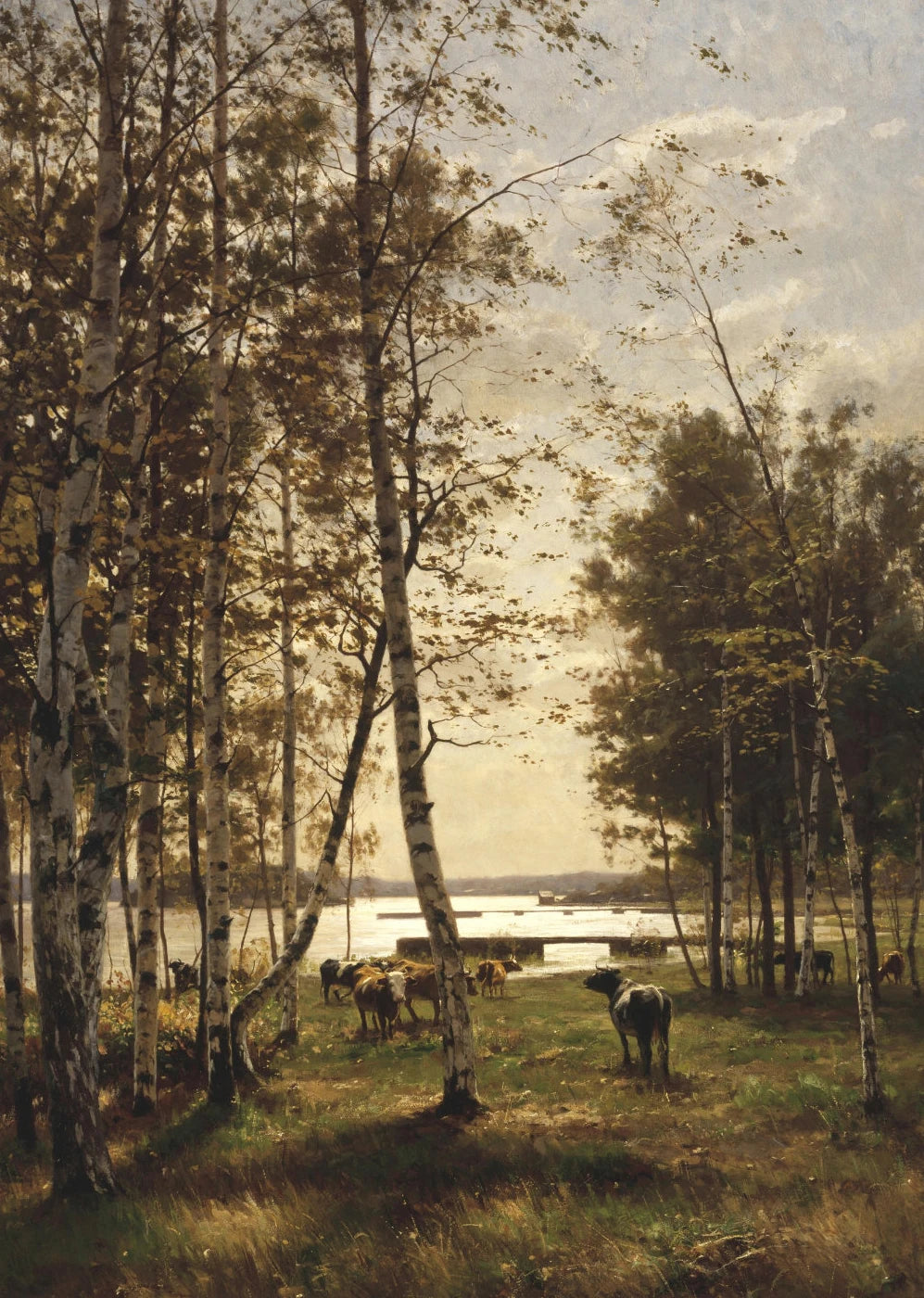 Vintage Rural Antique Animals Poster Cows in The Forest and Pasture Canvas Painting Farmhouse Wall Art Picture Office Home Decor Peaceful Pleasures Health and Wellness 3 40x60cm Unframed