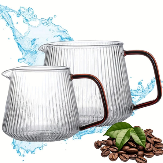 Glass Coffee Mugs, Unique Vertical Stripes Coffee Cup, Clear Large Tea Glasses with Handle, Vintage Transparent Glassware Peaceful Pleasures Health and Wellness