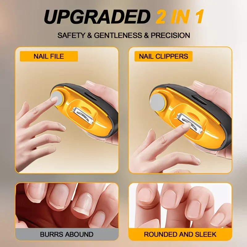 Rechargeable 2-in-1 Electric Nail Clipper & Trimmer | Quiet Safe