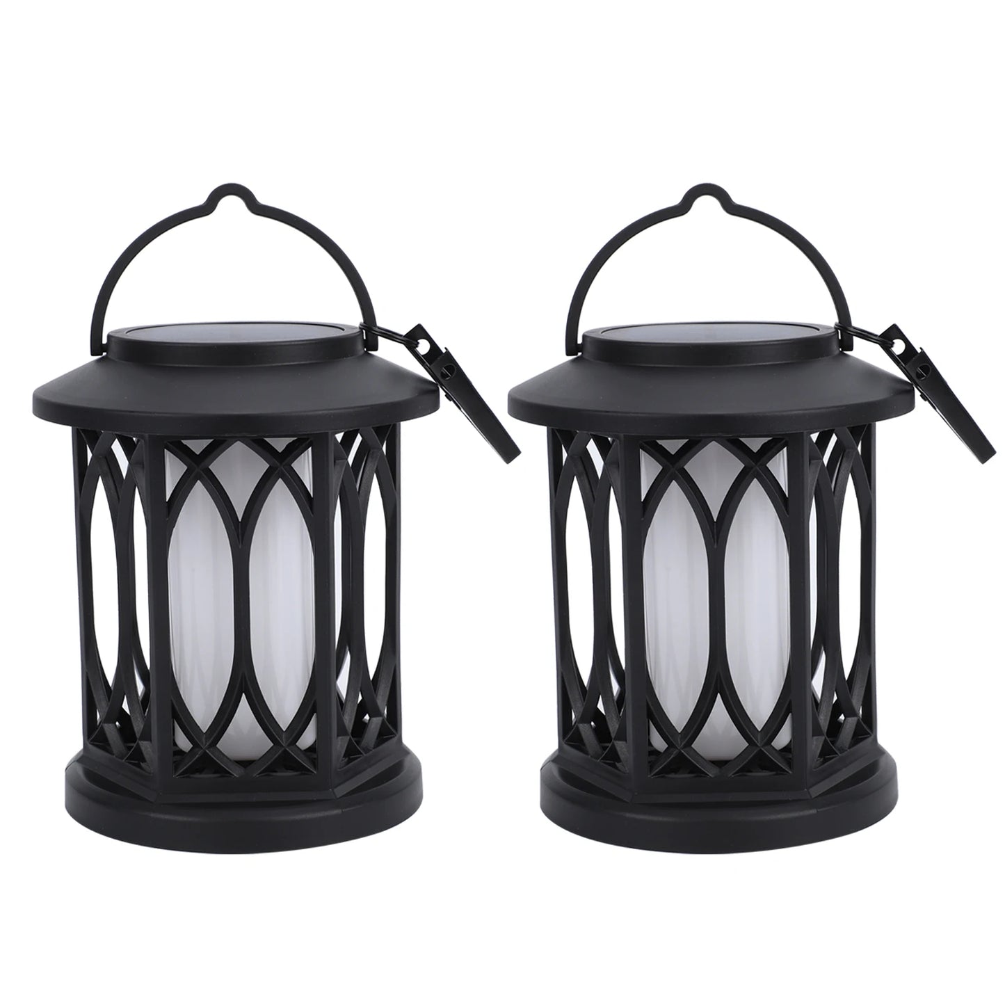 2 Pack Solar Hanging Lights, Outdoor Solar Lantern with Flickering Flame Effect, Monocrystalline Solar Panel, IP65 Weatherproof Peaceful Pleasures Health and Wellness